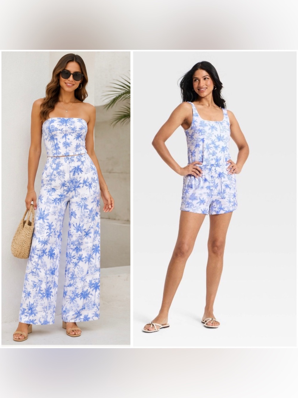4- piece coordinates classic tropical toile print NWOT